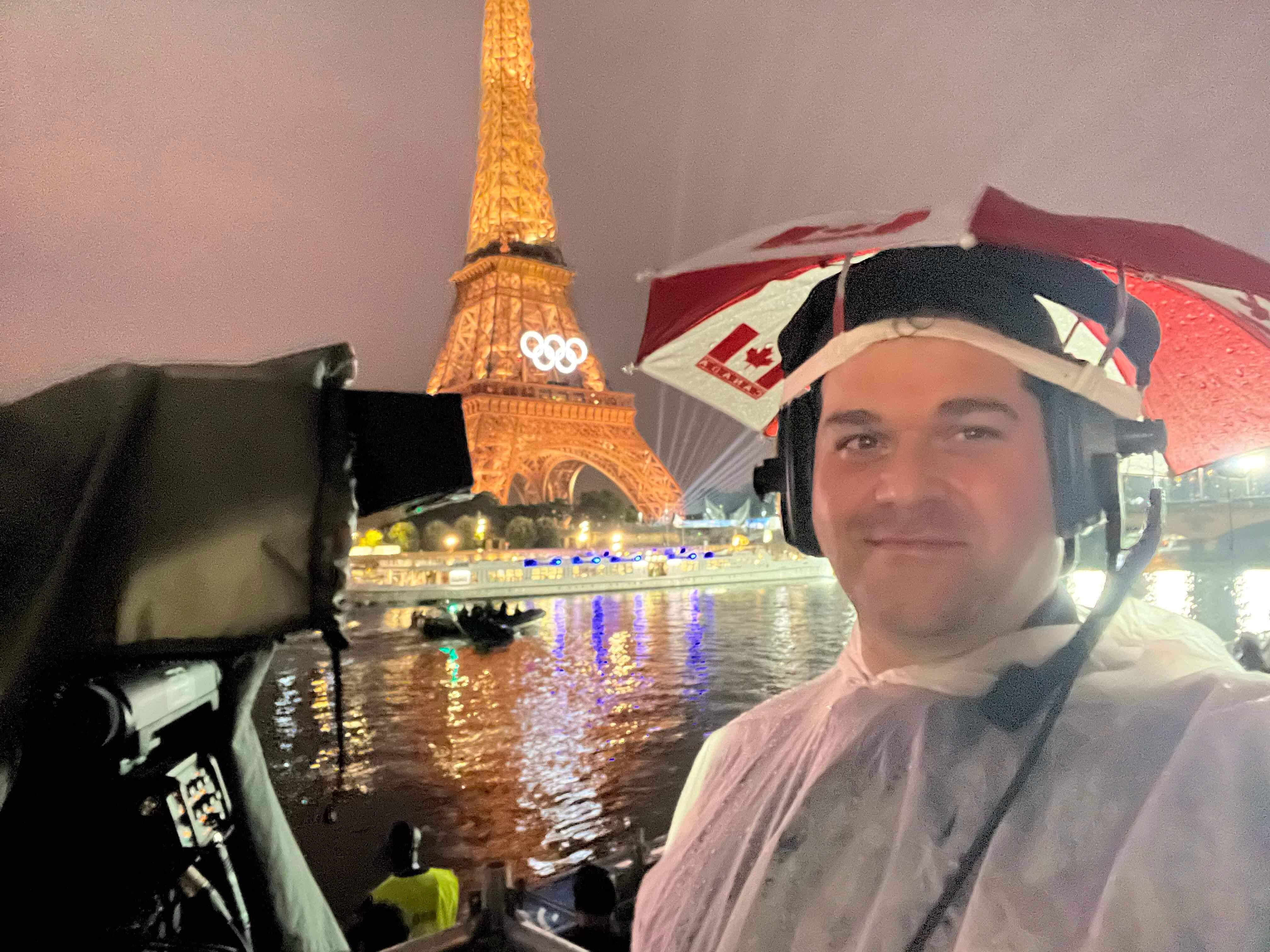 Daniel Kasman filming at the Paris Olympics